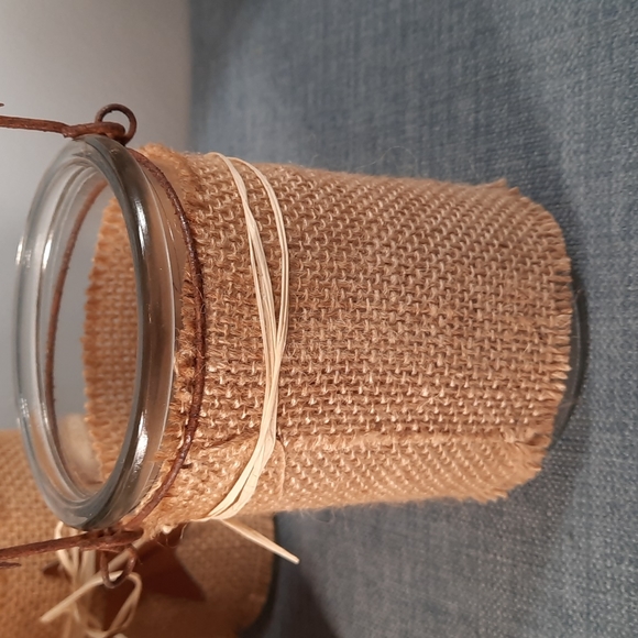 Candle Votive Holder Vase set 5 Burlap Rusty Stars Indoor Outdoor Decoration - Picture 9 of 16